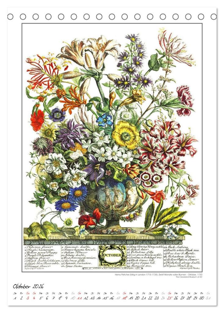 Weitere Ansicht: Henry Fletcher. Blumen und Früchte - Kunstkalender (Tischkalender 2026 DIN A5 hoch), CALVENDO Monatskalender | time4arts Kunstkalender, Calvendo, Timearts Kunstkalender