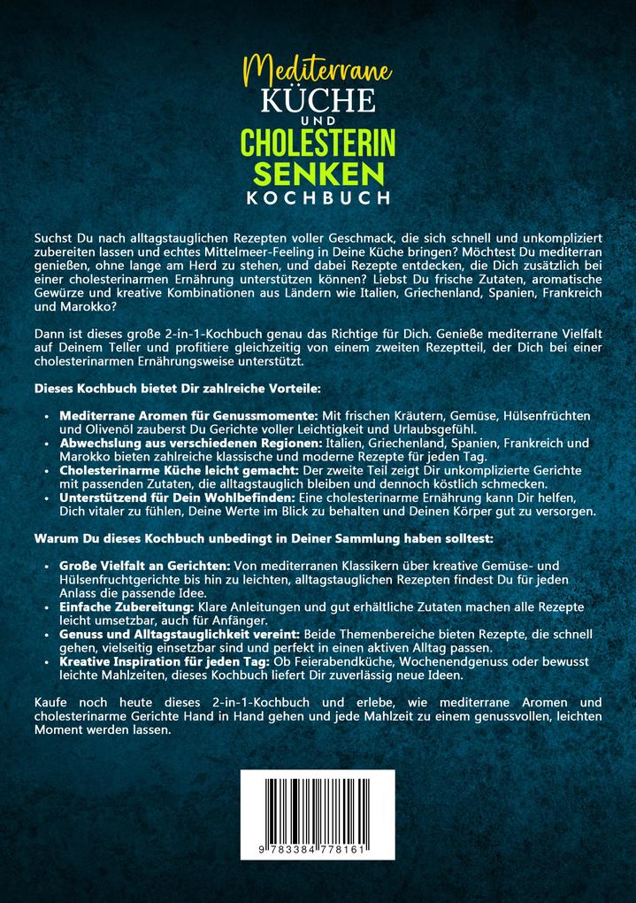Weitere Ansicht: Mediterrane Küche und Cholesterin Senken Kochbuch | Vanessa Zimmermann, Carina Lehmann