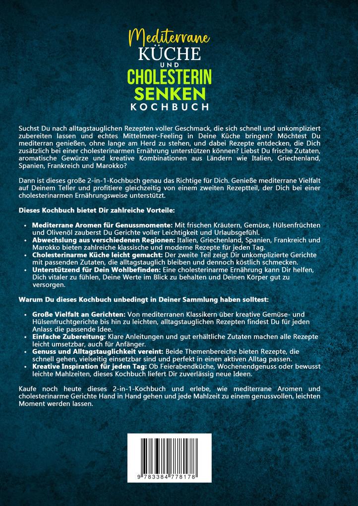 Weitere Ansicht: Mediterrane Küche und Cholesterin Senken Kochbuch | Vanessa Zimmermann, Carina Lehmann