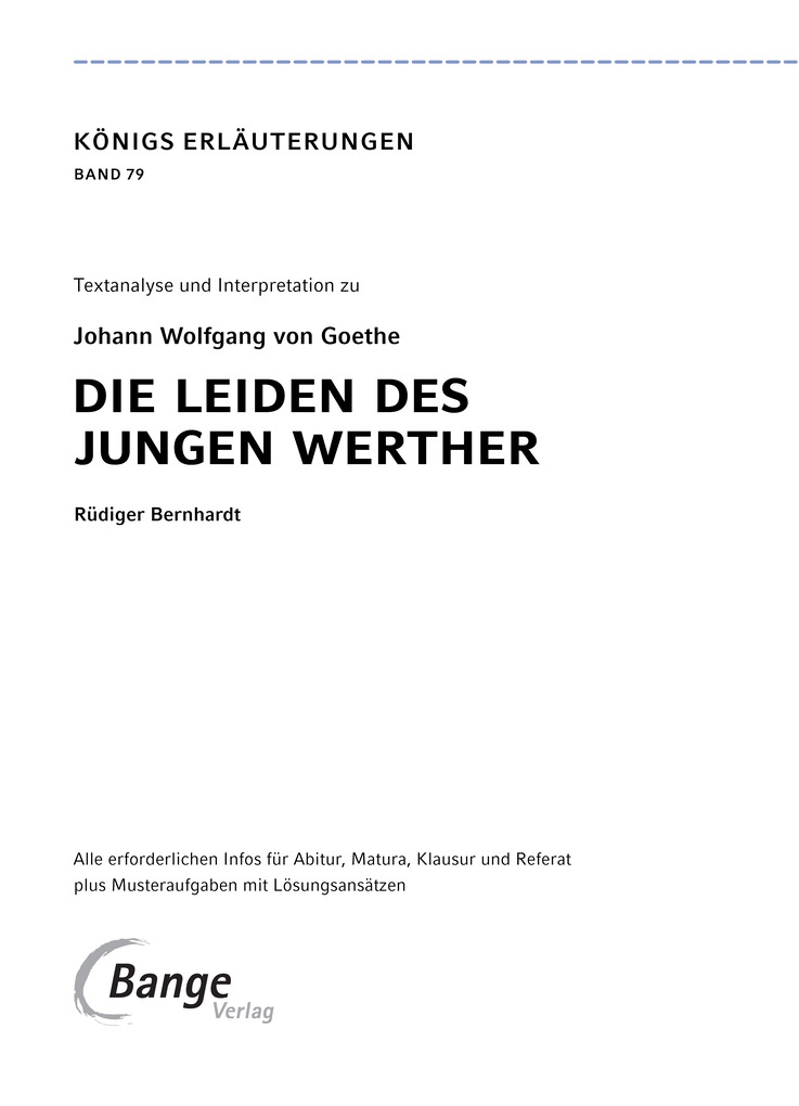 Weitere Ansicht: Die Leiden des jungen Werther von Johann Wolfgang von Goethe - Textanalyse und Interpretation | Johann Wolfgang von Goethe