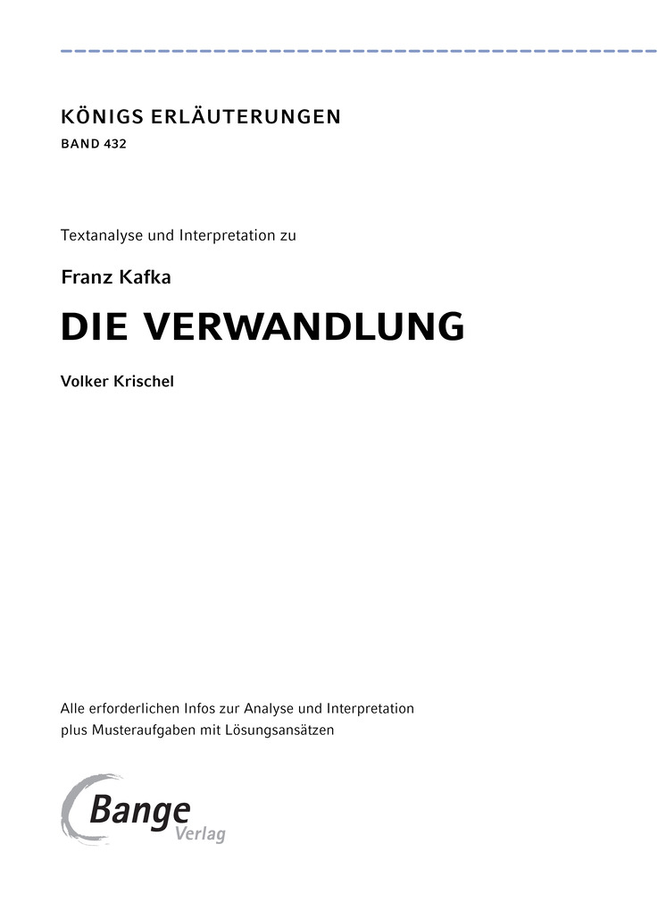 Weitere Ansicht: Die Verwandlung von Franz Kafka - Textanalyse und Interpretation | Franz Kafka