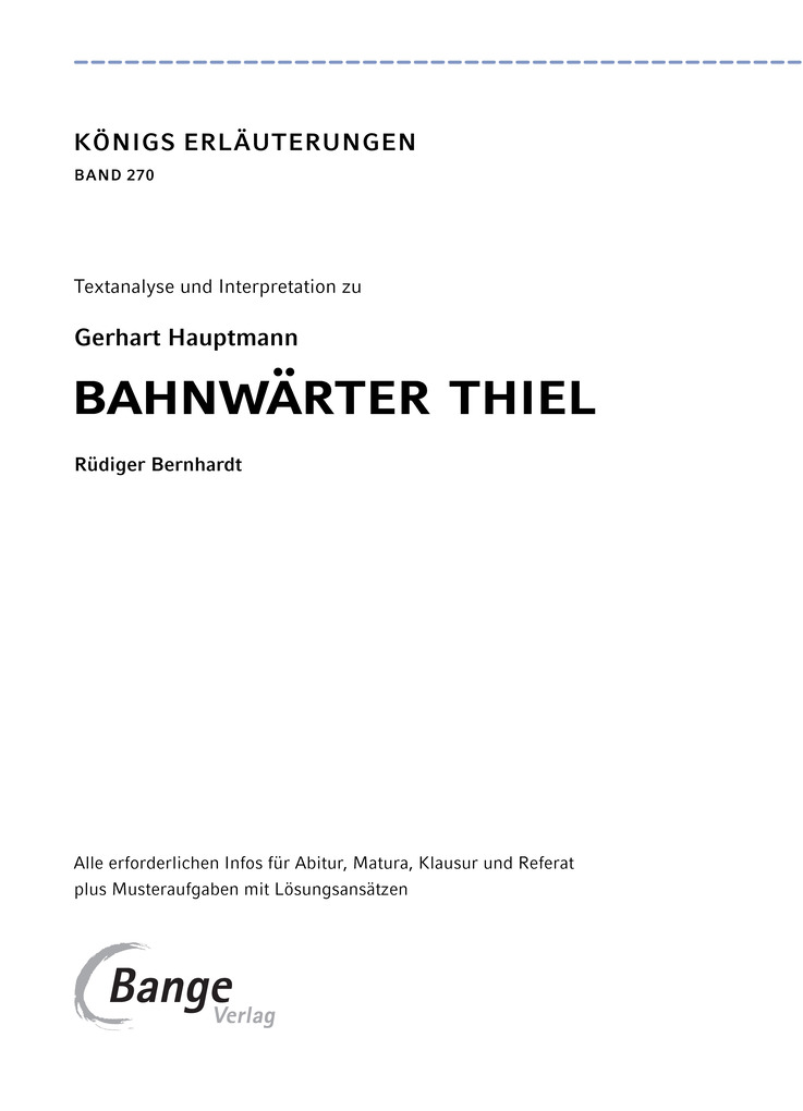 Weitere Ansicht: Bahnwärter Thiel von Gerhart Hauptmann