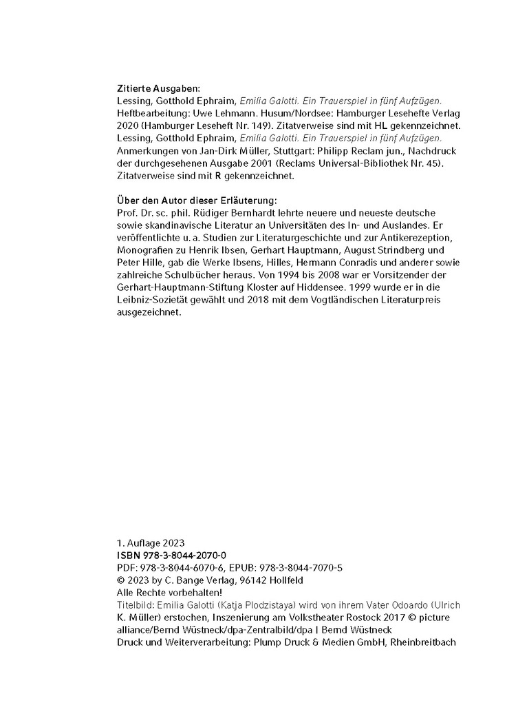 Weitere Ansicht: Emilia Galotti von Gotthold Ephraim Lessing