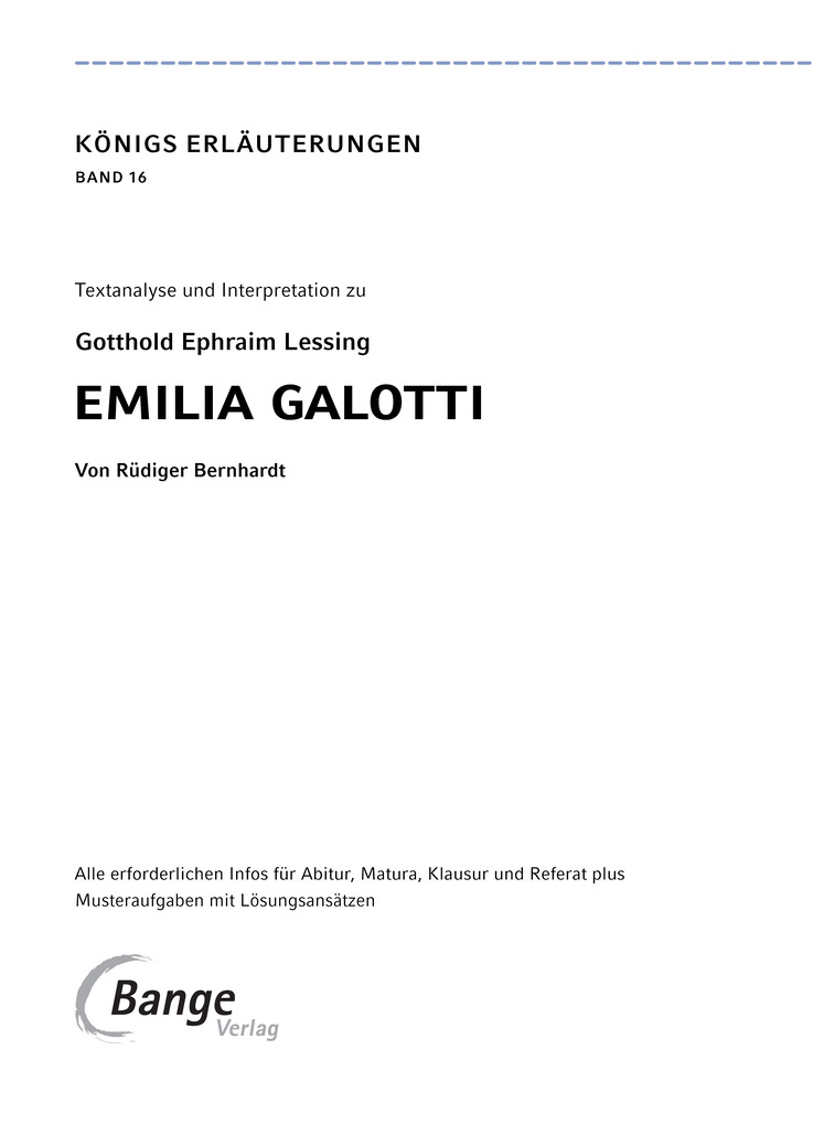 Weitere Ansicht: Emilia Galotti von Gotthold Ephraim Lessing