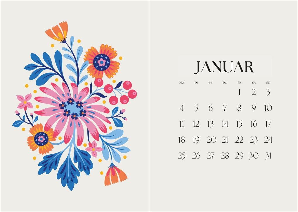 Weitere Ansicht: Taschenkalender A5 2027: Blütenmotiv, bestickt, rosa