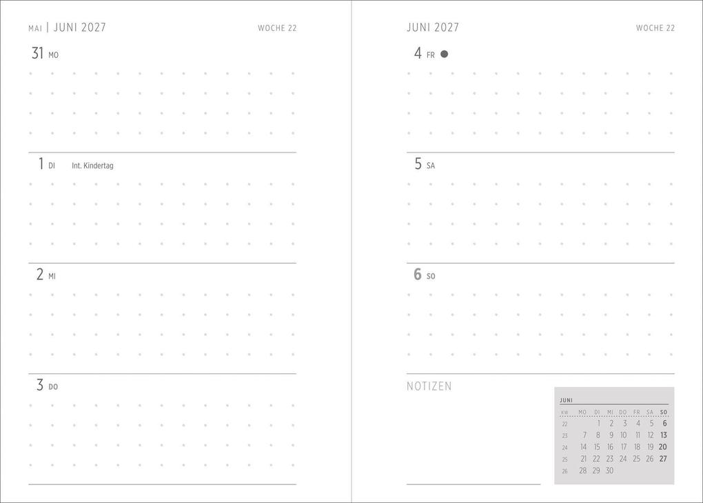 Weitere Ansicht: Taschenkalender A6 2027: Blütenmotiv, bestickt, grün