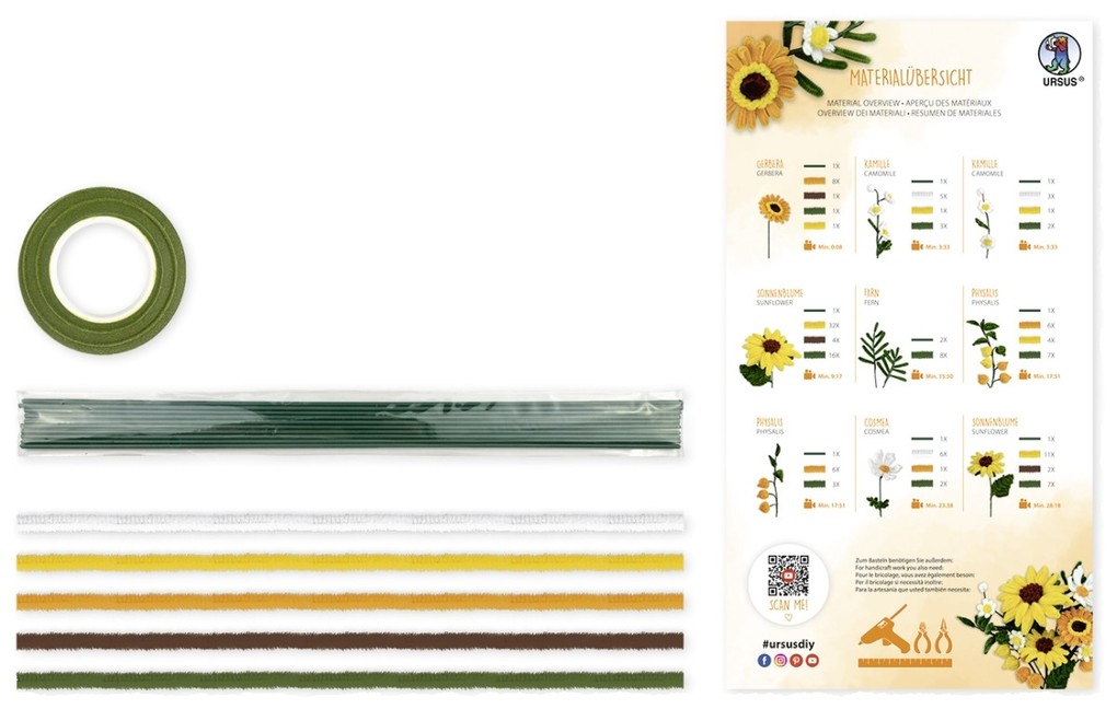 Weitere Ansicht: URSUS Erwachsenen-Bastelsets DIY-Set Chenilledraht Blumen "Gelb"