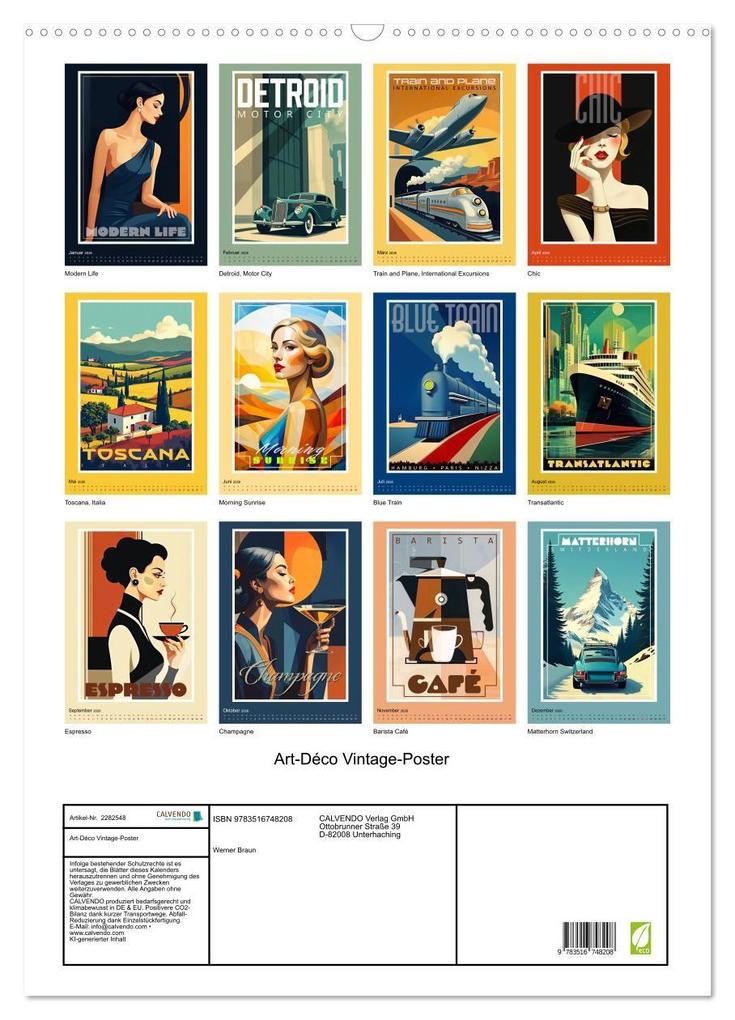 Weitere Ansicht: Art-Déco Vintage-Poster (Wandkalender 2026 DIN A2 hoch), CALVENDO Monatskalender | Calvendo, Werner Braun