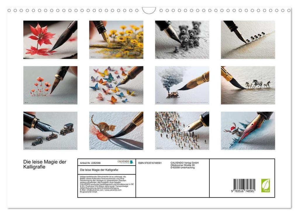 Weitere Ansicht: Die leise Magie der Kalligrafie (Wandkalender 2026 DIN A3 quer), CALVENDO Monatskalender | Calvendo, Anne Seltmann