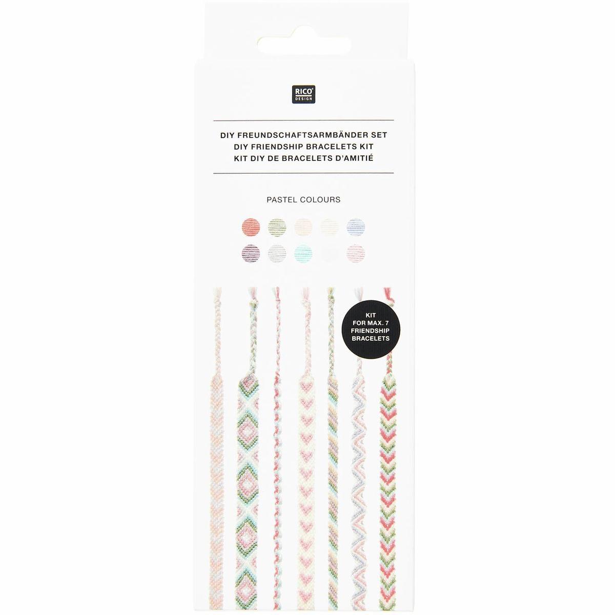 Weitere Ansicht: DIY Freundschaftsarmbänder Set, Pastel Colours,10 x 8 m Stickgarn in 10 verschiedenen Farben, 100 % Baumwolle, Neon 100% Polyester