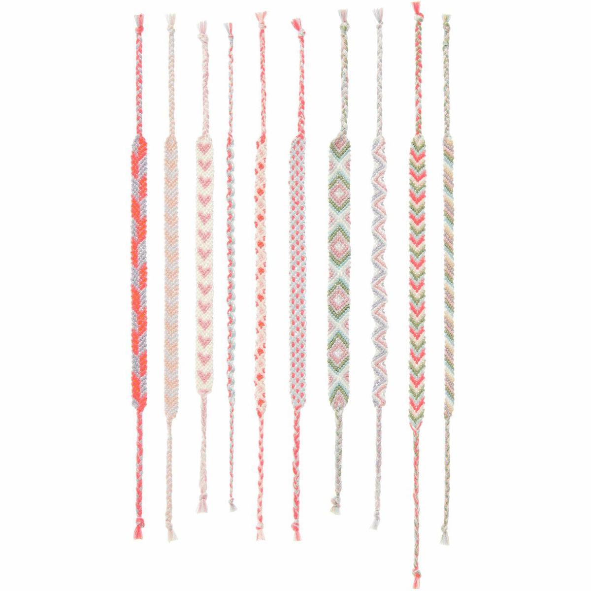Weitere Ansicht: DIY Freundschaftsarmbänder Set, Pastel Colours,10 x 8 m Stickgarn in 10 verschiedenen Farben, 100 % Baumwolle, Neon 100% Polyester