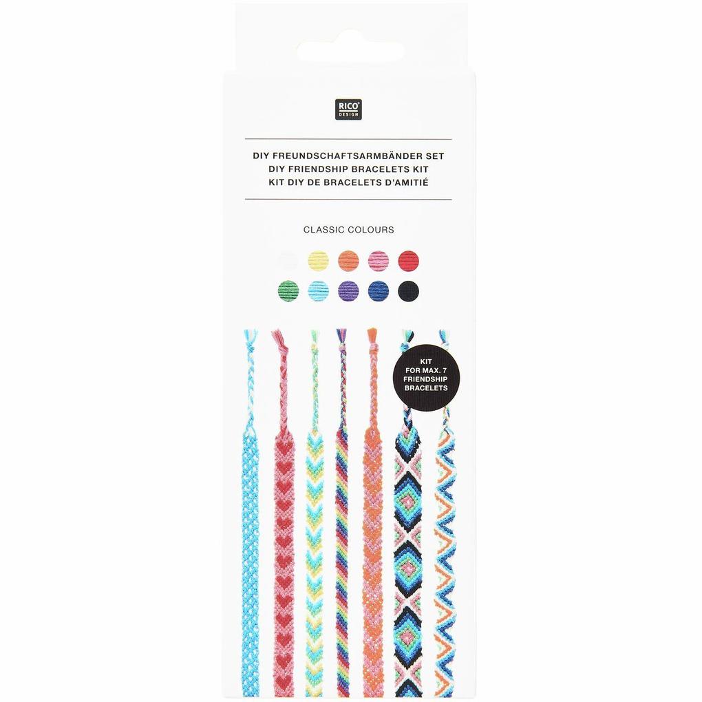 Weitere Ansicht: DIY Freundschaftsarmbänder Set, Classic Colours, 10 x 8 m Stickgarn in 10 verschiedenen Farben, 100 % Baumwolle