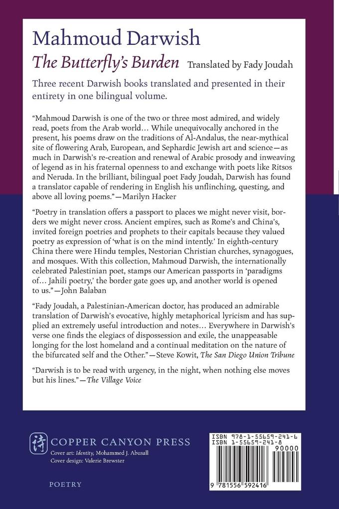 Weitere Ansicht: The Butterfly's Burden | Mahmoud Darwish