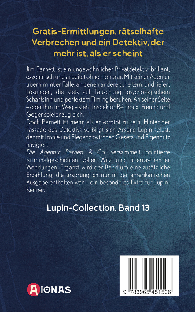 Weitere Ansicht: Arsène Lupin - Die Agentur Barnett & Co. Kriminalgeschichten | Maurice Leblanc