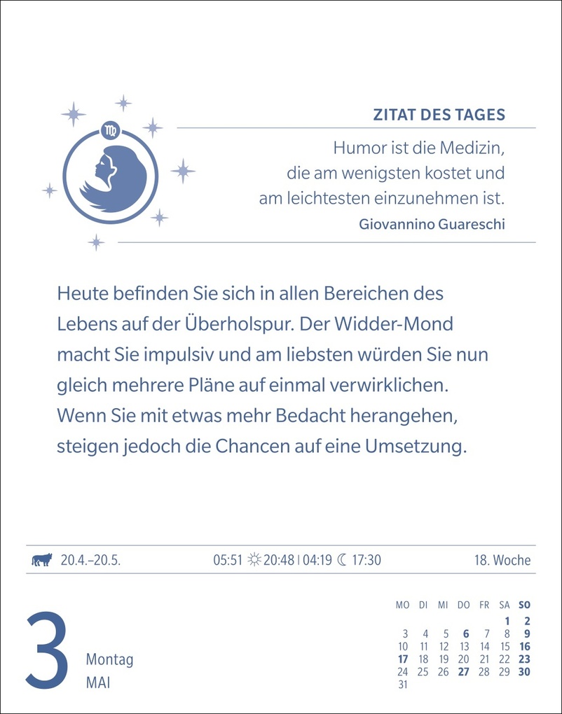 Weitere Ansicht: Jungfrau Sternzeichenkalender 2027 - Tagesabreißkalender - Ihr Horoskop für jeden Tag | Robert Satorius