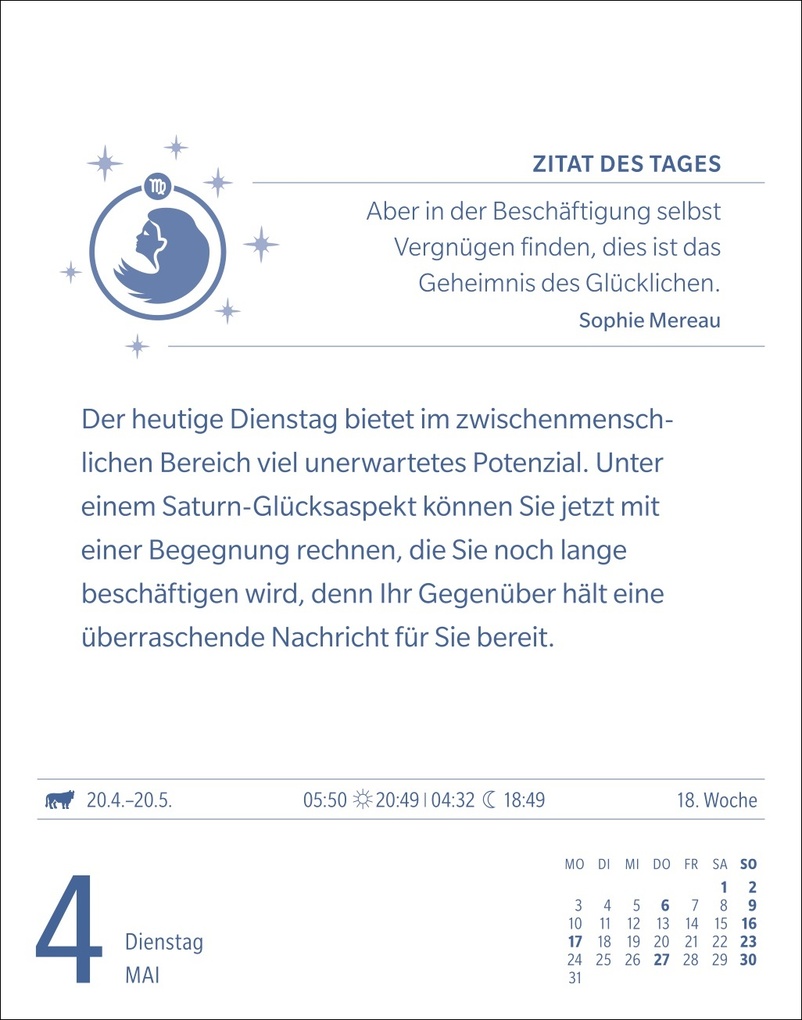 Weitere Ansicht: Jungfrau Sternzeichenkalender 2027 - Tagesabreißkalender - Ihr Horoskop für jeden Tag | Robert Satorius