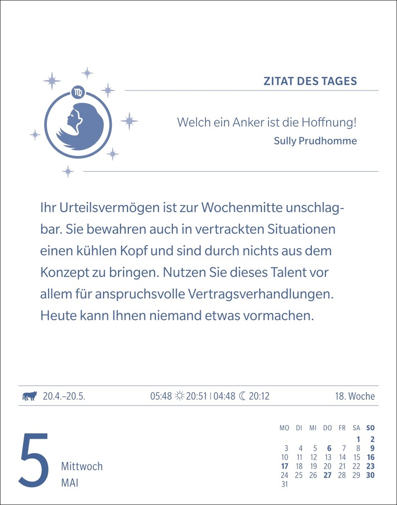 Weitere Ansicht: Jungfrau Sternzeichenkalender 2027 - Tagesabreißkalender - Ihr Horoskop für jeden Tag | Robert Satorius