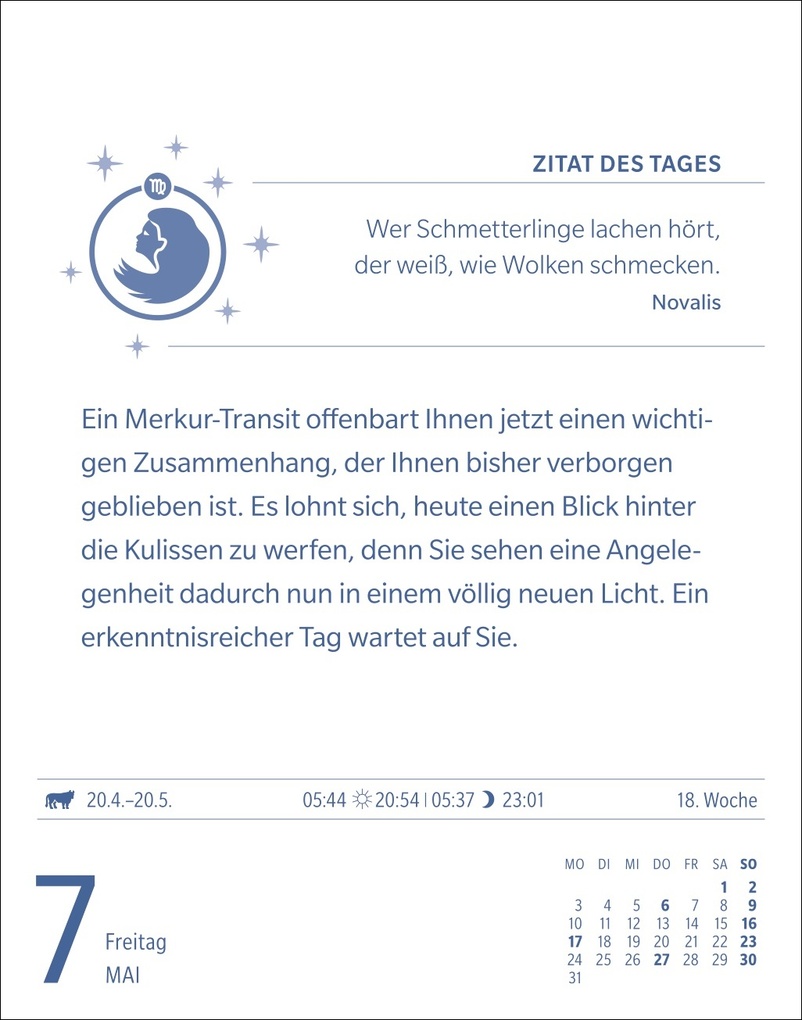 Weitere Ansicht: Jungfrau Sternzeichenkalender 2027 - Tagesabreißkalender - Ihr Horoskop für jeden Tag | Robert Satorius