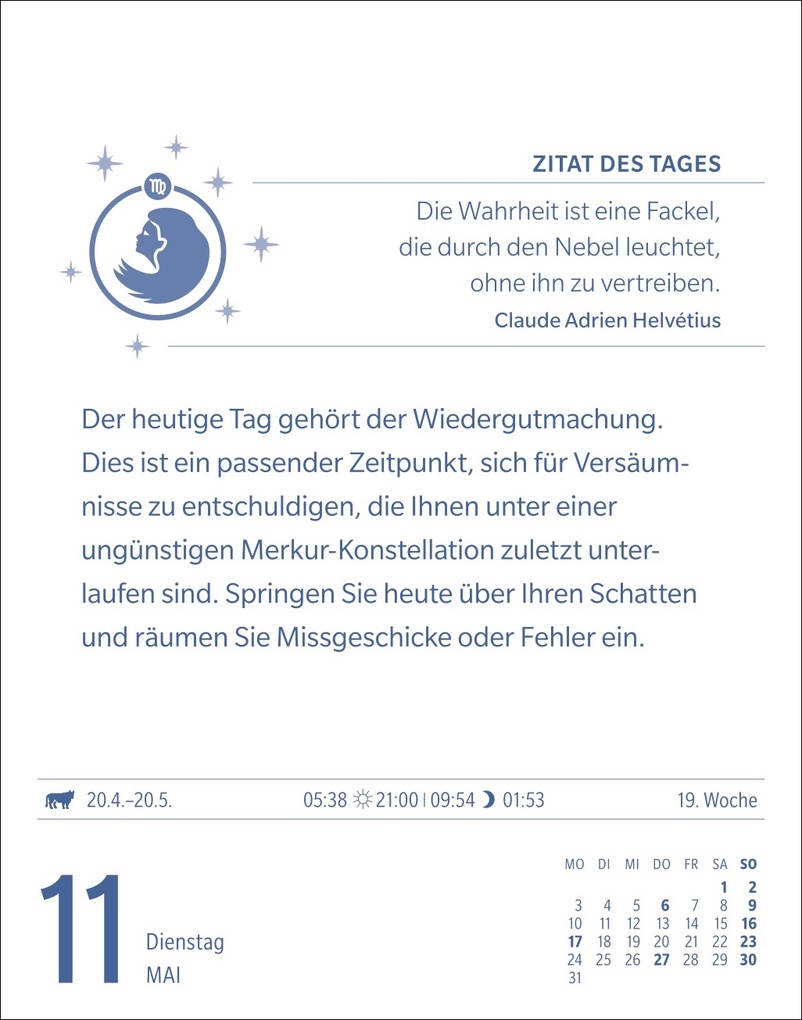 Weitere Ansicht: Jungfrau Sternzeichenkalender 2027 - Tagesabreißkalender - Ihr Horoskop für jeden Tag | Robert Satorius