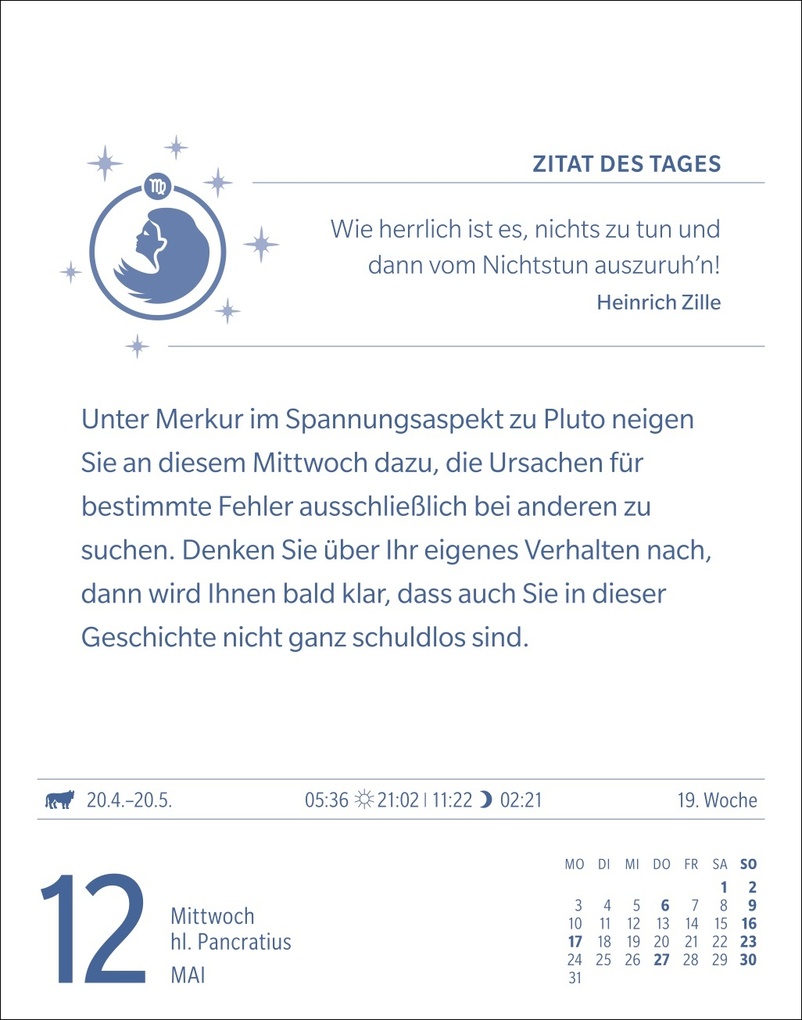 Weitere Ansicht: Jungfrau Sternzeichenkalender 2027 - Tagesabreißkalender - Ihr Horoskop für jeden Tag | Robert Satorius