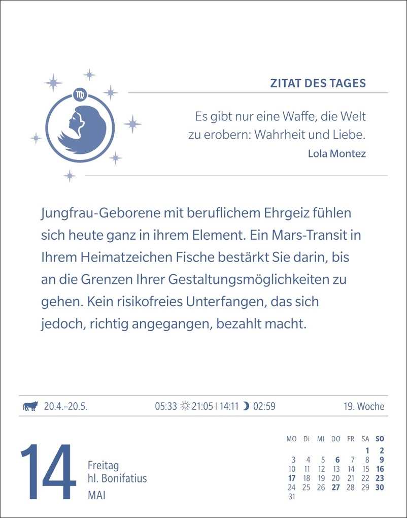 Weitere Ansicht: Jungfrau Sternzeichenkalender 2027 - Tagesabreißkalender - Ihr Horoskop für jeden Tag | Robert Satorius