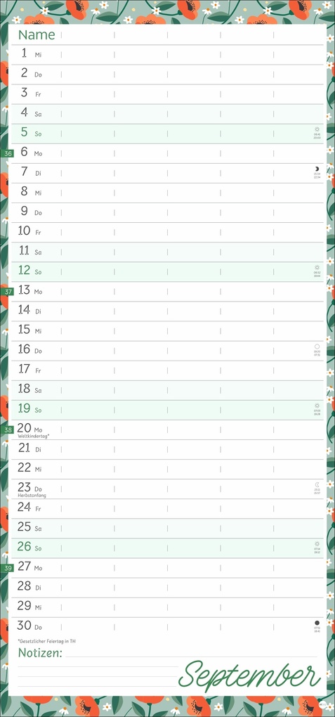Weitere Ansicht: Deko-Familienplaner Flower Time 2027