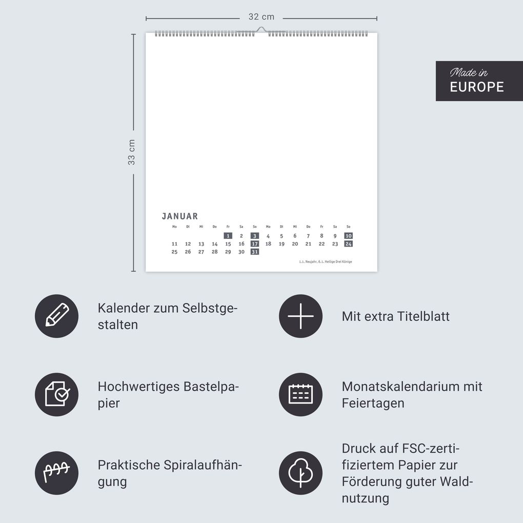 Weitere Ansicht: Premium-Bastelkalender weiß groß 2027