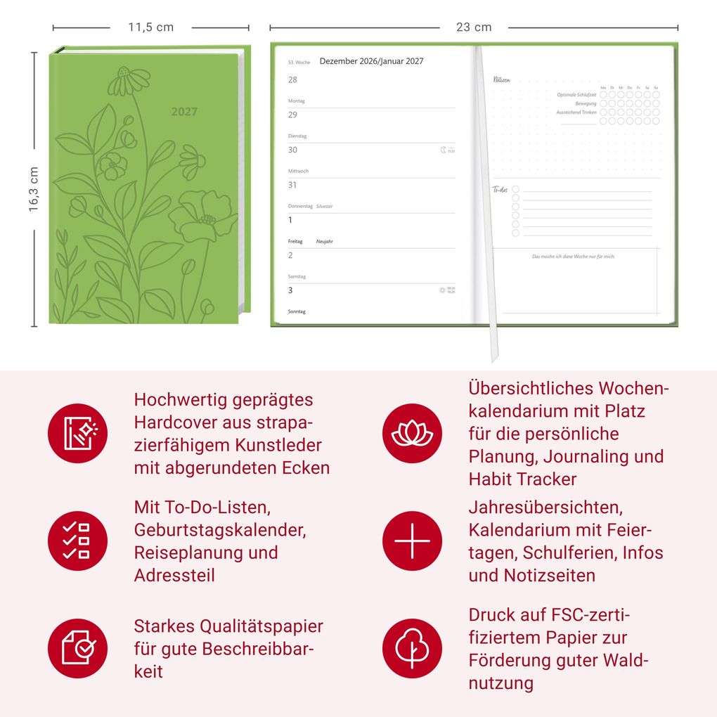 Weitere Ansicht: Kalenderbuch A6 grün 2027