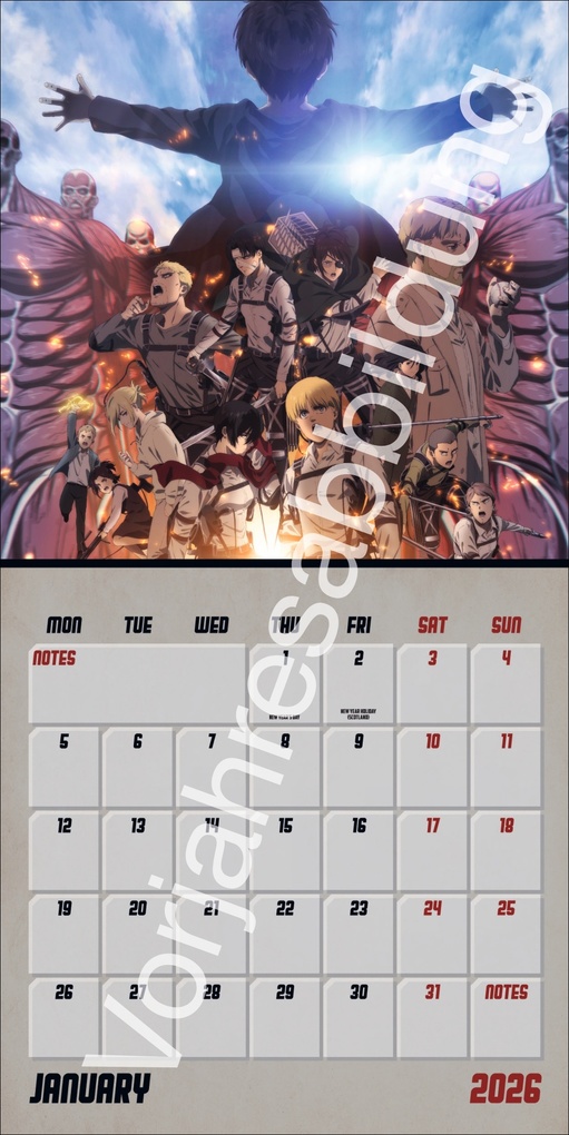 Weitere Ansicht: Attack on Titan Broschurkalender 2027