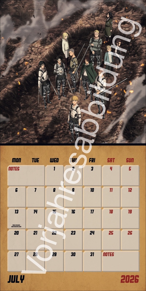Weitere Ansicht: Attack on Titan Broschurkalender 2027
