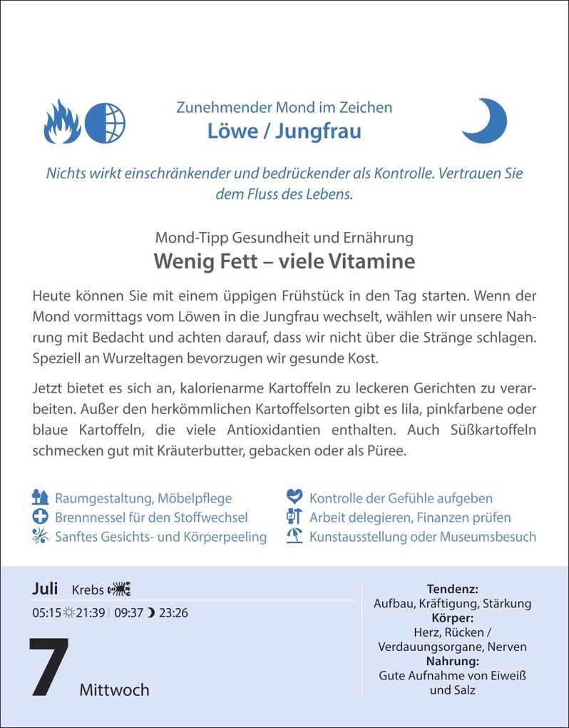 Weitere Ansicht: Leben mit dem Mond Tagesabreißkalender 2027 - Praktische Tipps Tag für Tag | Beatrix Braukmüller