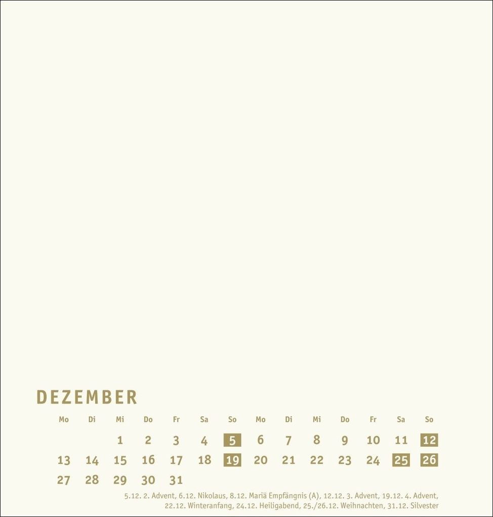 Weitere Ansicht: Premium-Bastelkalender gold mittel 2027