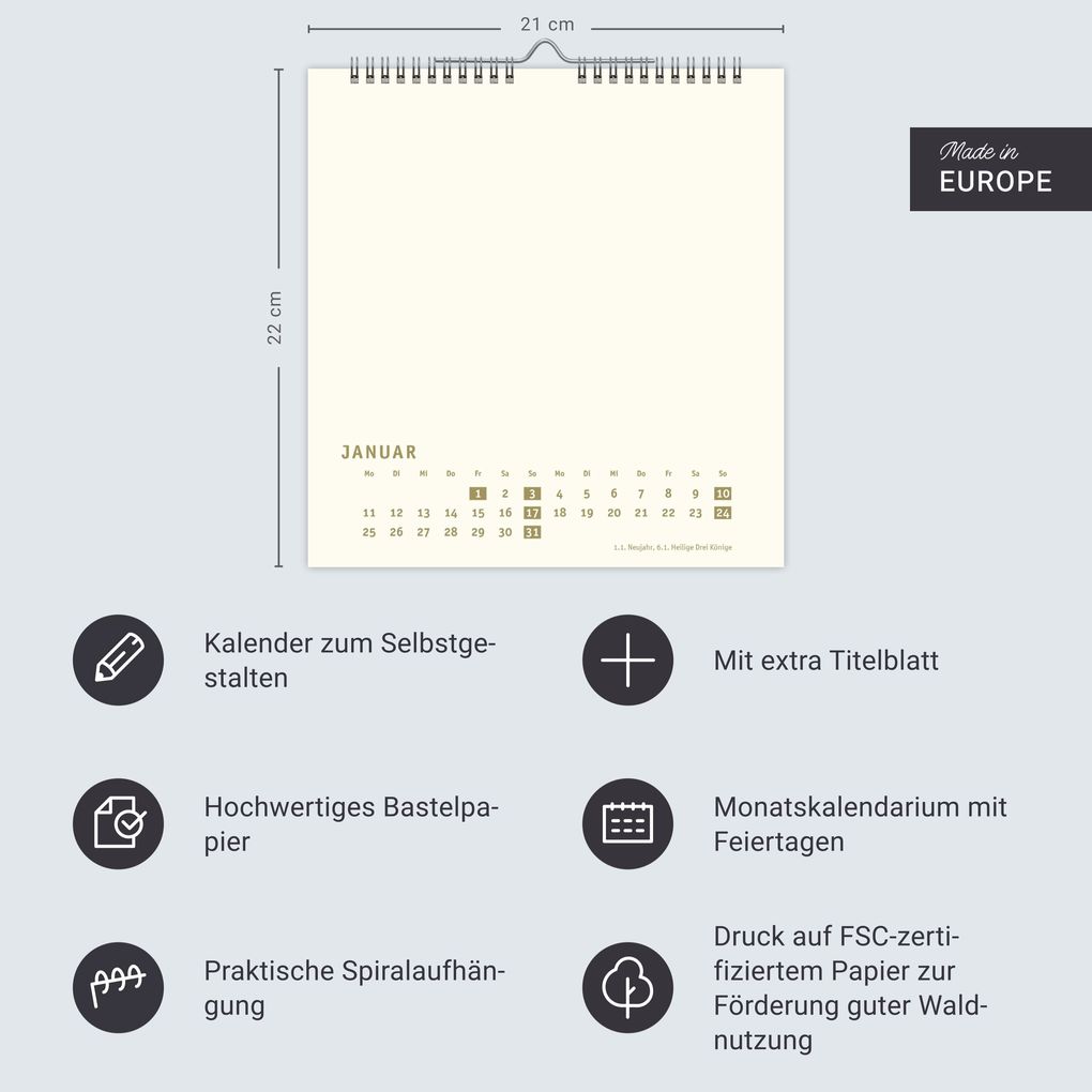 Weitere Ansicht: Premium-Bastelkalender gold mittel 2027