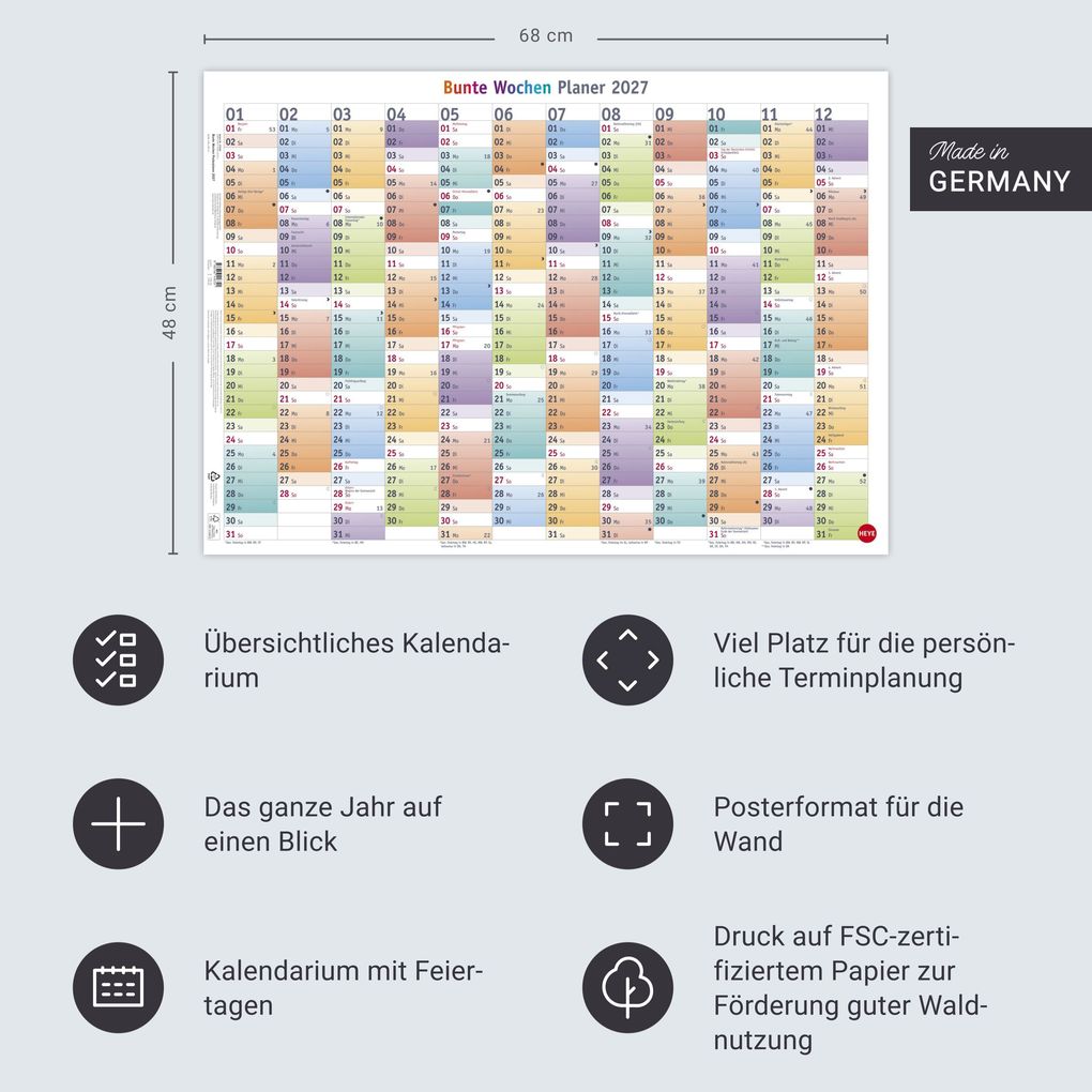 Weitere Ansicht: Bunte Wochen Posterplaner 2027