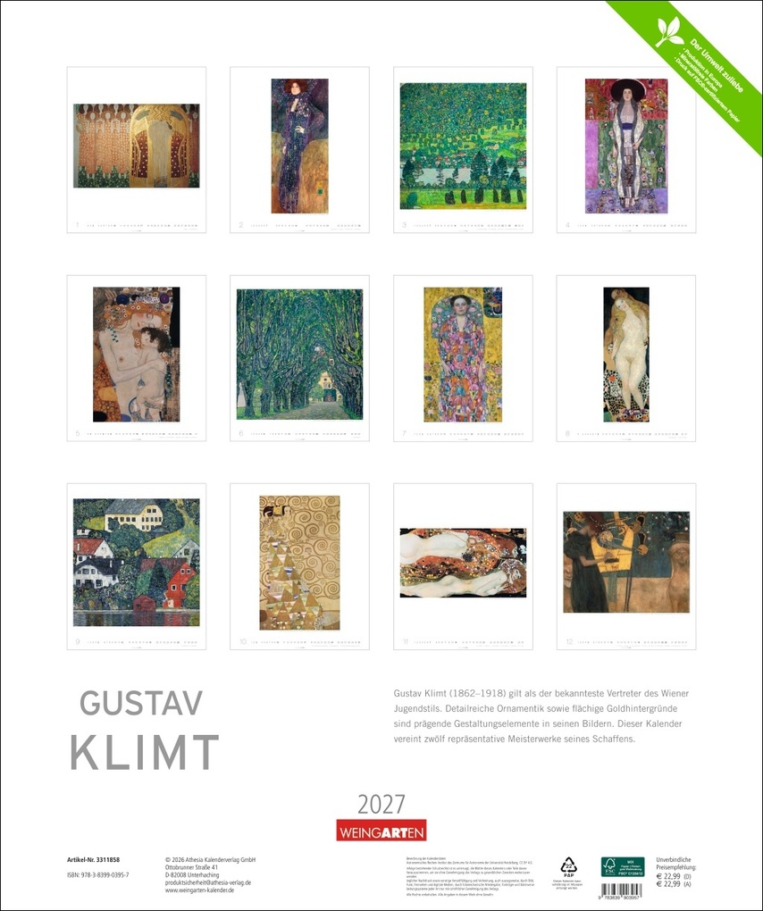 Weitere Ansicht: Gustav Klimt Edition Kalender 2027 | Gustav Klimt