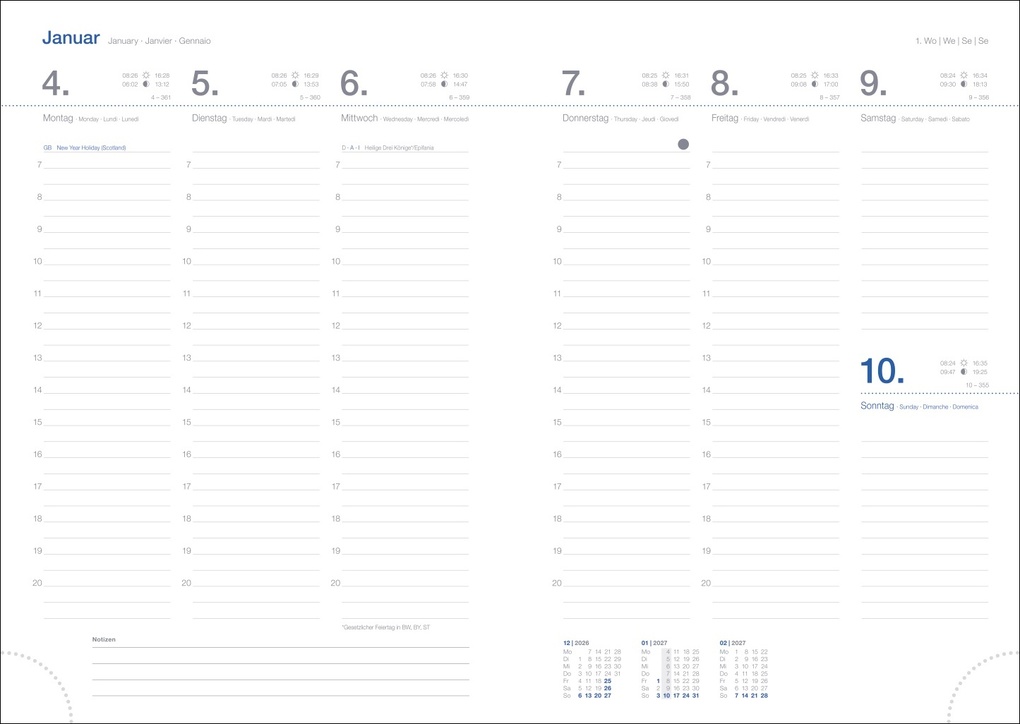 Weitere Ansicht: Wochen-Cheftimer A5, Alu gold 2027