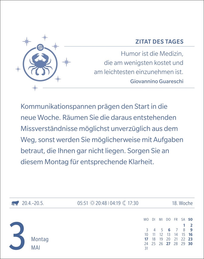 Weitere Ansicht: Krebs Sternzeichenkalender 2027 - Tagesabreißkalender - Ihr Horoskop für jeden Tag | Robert Satorius