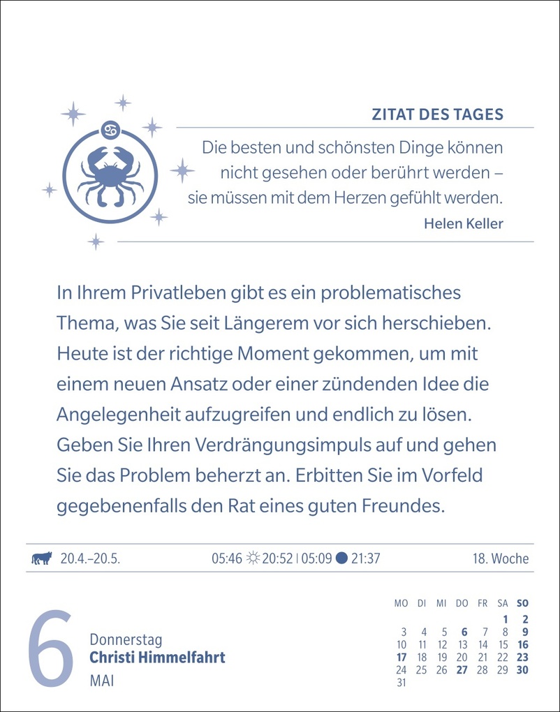 Weitere Ansicht: Krebs Sternzeichenkalender 2027 - Tagesabreißkalender - Ihr Horoskop für jeden Tag | Robert Satorius