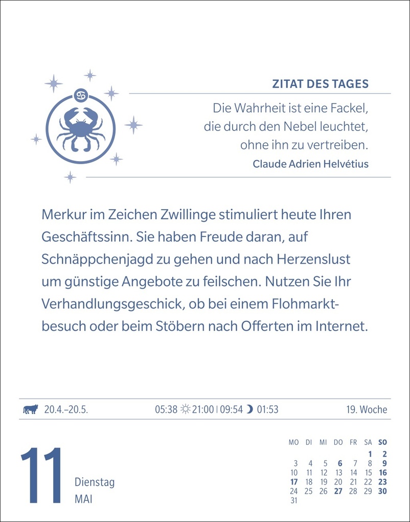 Weitere Ansicht: Krebs Sternzeichenkalender 2027 - Tagesabreißkalender - Ihr Horoskop für jeden Tag | Robert Satorius