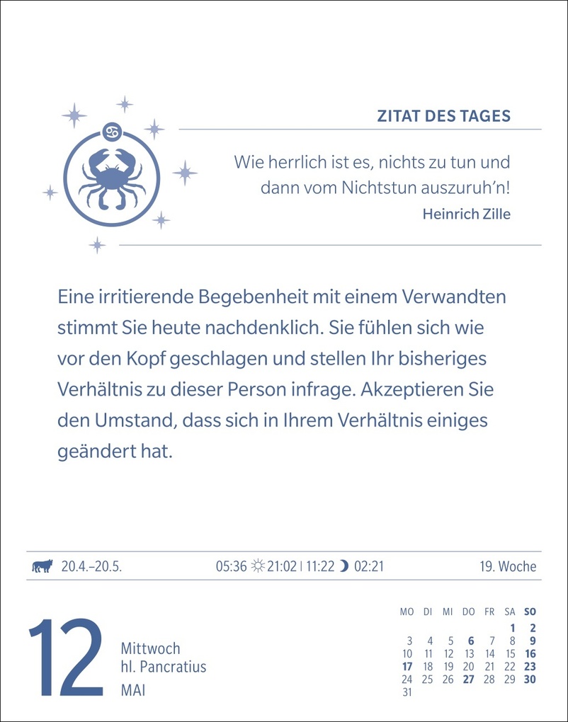 Weitere Ansicht: Krebs Sternzeichenkalender 2027 - Tagesabreißkalender - Ihr Horoskop für jeden Tag | Robert Satorius