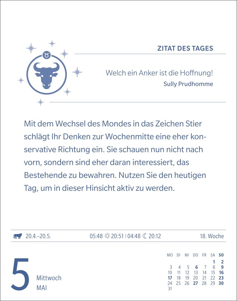 Weitere Ansicht: Stier Sternzeichenkalender 2027 - Tagesabreißkalender - Ihr Horoskop für jeden Tag | Robert Satorius