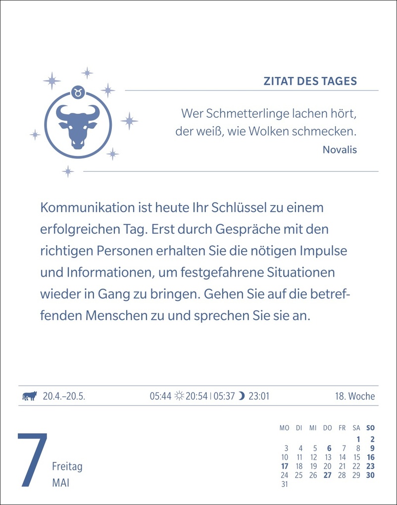 Weitere Ansicht: Stier Sternzeichenkalender 2027 - Tagesabreißkalender - Ihr Horoskop für jeden Tag | Robert Satorius