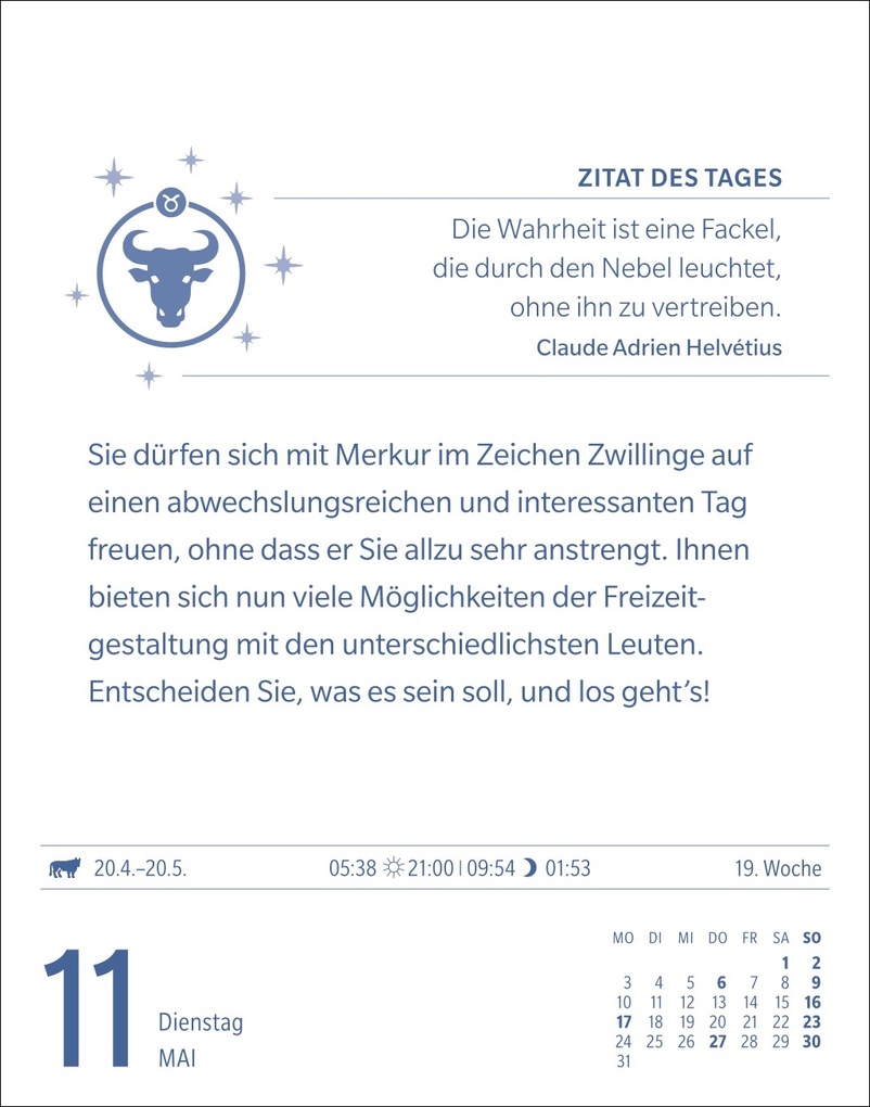 Weitere Ansicht: Stier Sternzeichenkalender 2027 - Tagesabreißkalender - Ihr Horoskop für jeden Tag | Robert Satorius