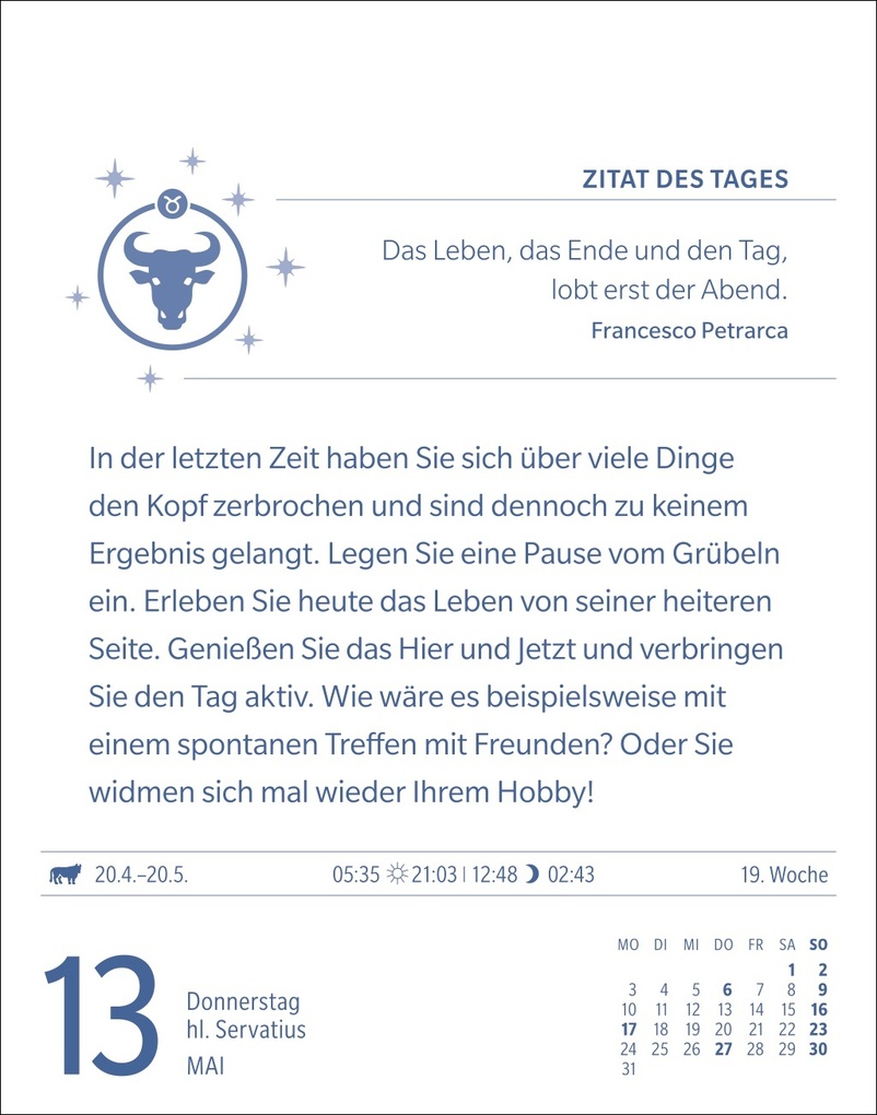 Weitere Ansicht: Stier Sternzeichenkalender 2027 - Tagesabreißkalender - Ihr Horoskop für jeden Tag | Robert Satorius