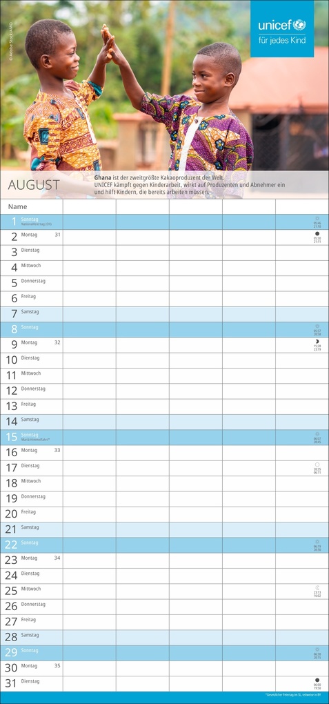 Weitere Ansicht: Unicef Familienplaner 2027