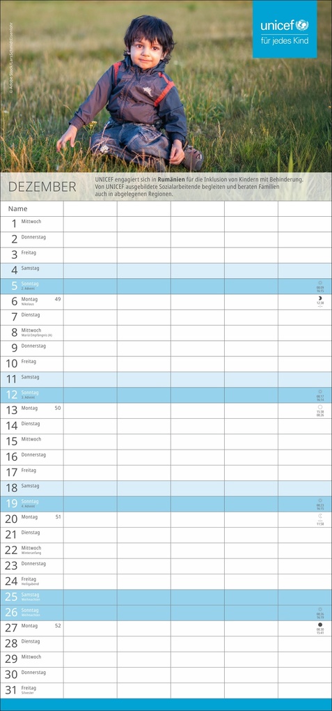 Weitere Ansicht: Unicef Familienplaner 2027