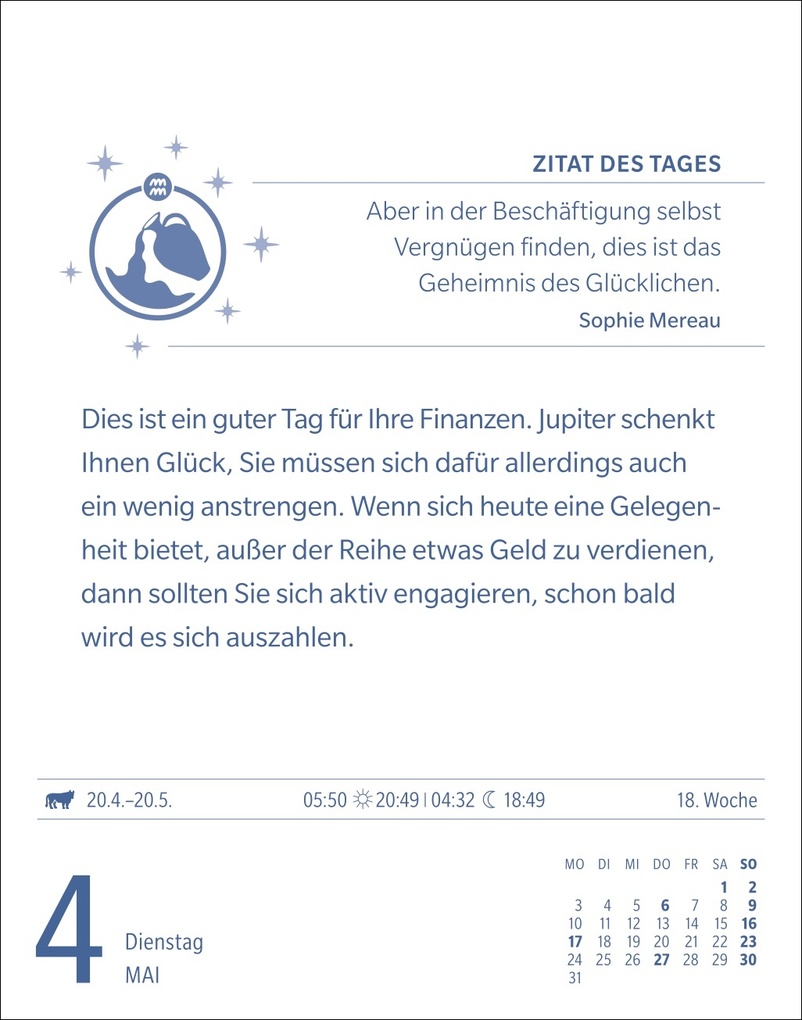Weitere Ansicht: Wassermann Sternzeichenkalender 2027 - Tagesabreißkalender - Ihr Horoskop für jeden Tag | Robert Satorius