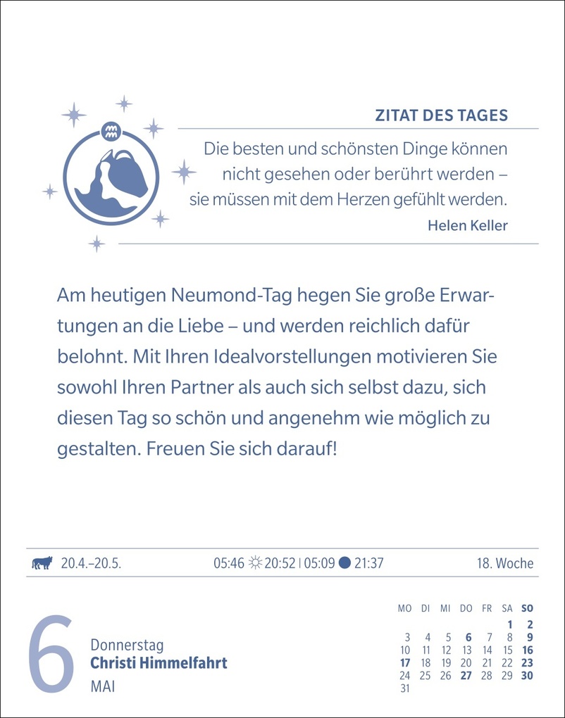 Weitere Ansicht: Wassermann Sternzeichenkalender 2027 - Tagesabreißkalender - Ihr Horoskop für jeden Tag | Robert Satorius