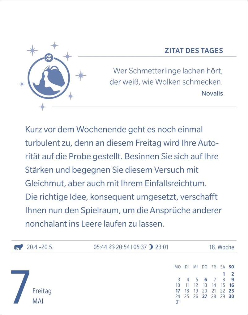 Weitere Ansicht: Wassermann Sternzeichenkalender 2027 - Tagesabreißkalender - Ihr Horoskop für jeden Tag | Robert Satorius