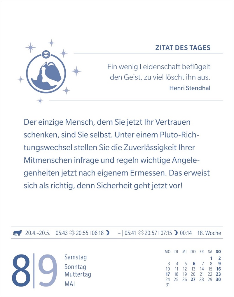 Weitere Ansicht: Wassermann Sternzeichenkalender 2027 - Tagesabreißkalender - Ihr Horoskop für jeden Tag | Robert Satorius